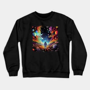 Surrealist space artwork with planets Crewneck Sweatshirt